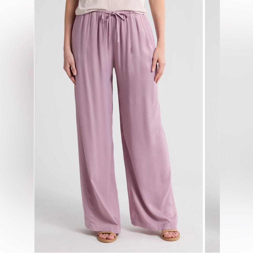 Nordstrom Rack Tie Front Satin Wide Leg Pants